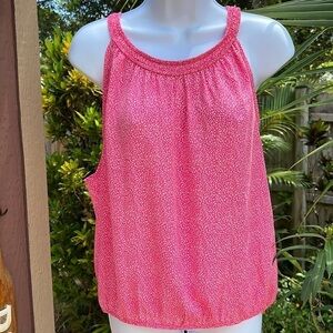 Sienna Sky, Pink & White Sleeveless top, rounded neck & an elastic bottom